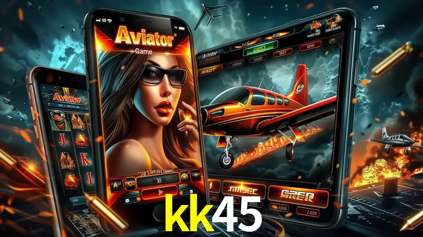 O popular jogo de apostas Aviator exibido em vários celulares e tablets, mostrando a interface emocionante e a ação de voo disponíveis para jogar agora no kk45.