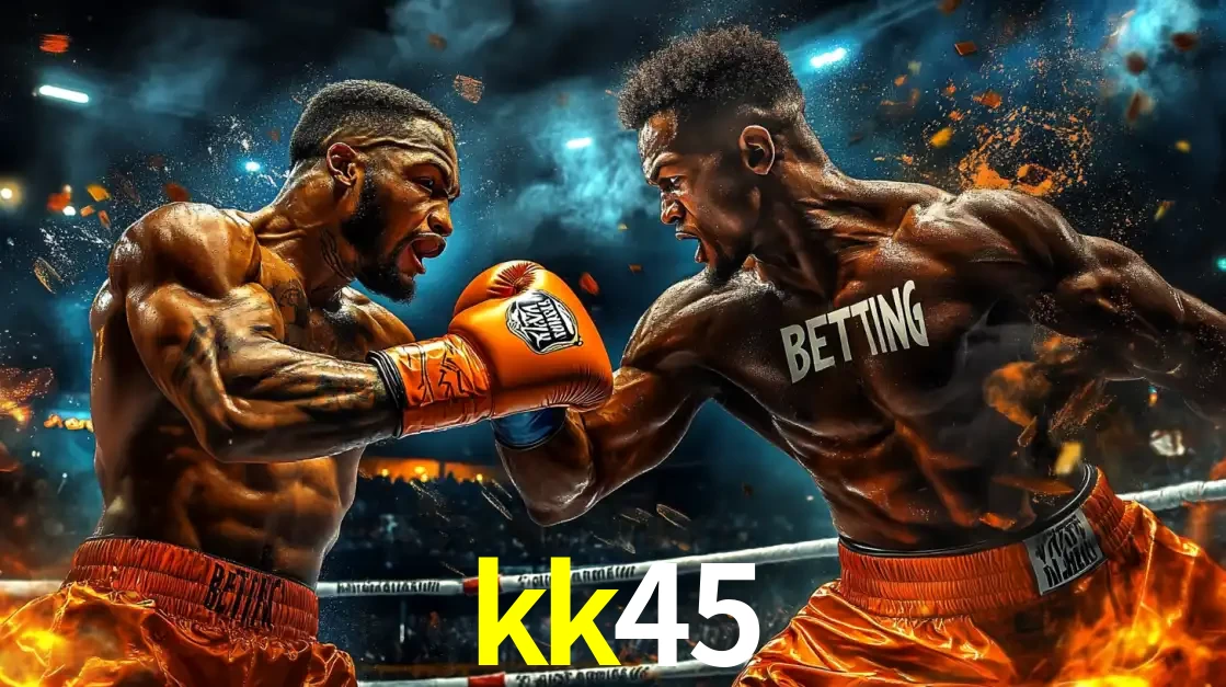 Dois boxeadores em uma luta intensa e explosiva, representando a adrenalina e as oportunidades de apostas em esportes de combate disponíveis na plataforma kk45.